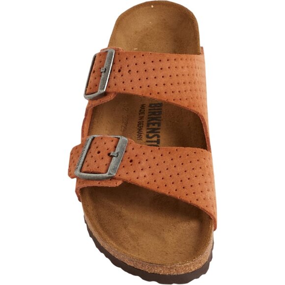 NEW Birkenstock Arizona Embossed Sandals - Suede Burnt Orange unisex 252 - Picture 3 of 10